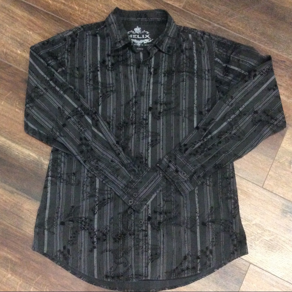 Vintage Helix Paisley Paisley Velvet LS Shirt Black L
